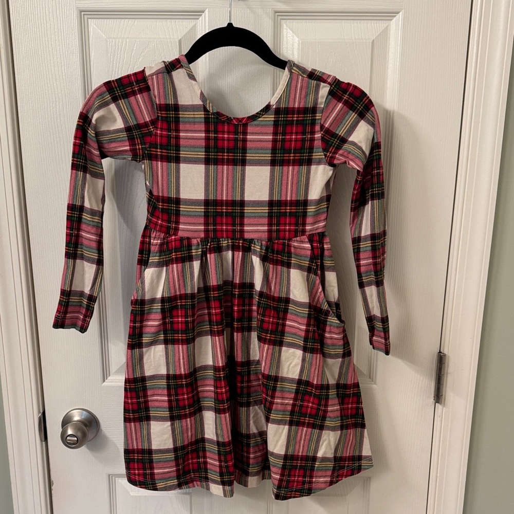 Hanna Andersson Red Plaid Long-Sleeve Knit Dress
